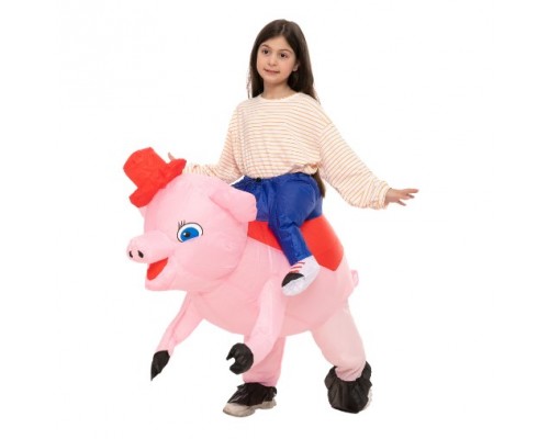 Надувной костюм детский "Наездник на розовом поросенке" 80-140