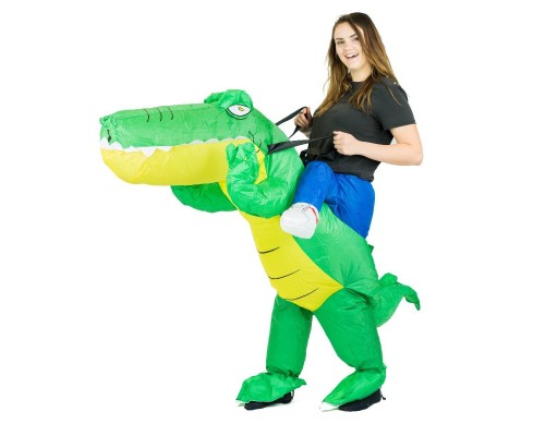 Надувной костюм для взрослого "Наездник на крокодиле"/ Ржачный костюм для аниматора/ Необычный пневмокостюм на детский праздник