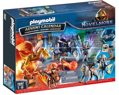 Конструктор Playmobil Адвент календарь: Рыцари. Битва за волшебный камень, арт.70187, 72 дет.