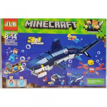 Конструктор Minecraft 3 в 1 Гигантская акула Арт.3D97, 351 деталь