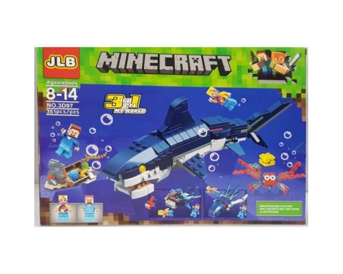 Конструктор Minecraft 3 в 1 Гигантская акула Арт.3D97, 351 деталь