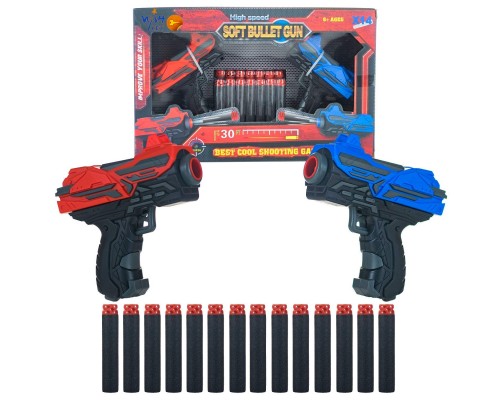 Два бластера с мягкими пулями Soft Bullet Gun Toy (красный+ синий)