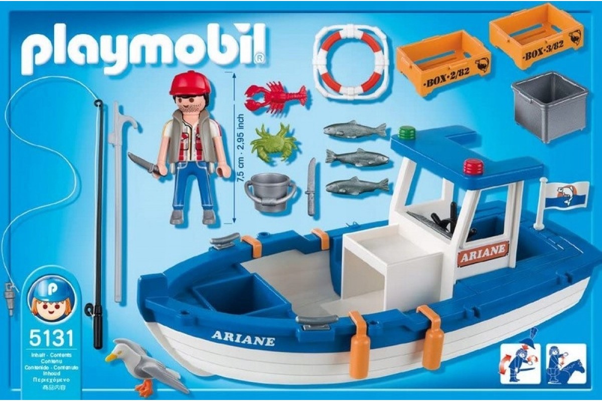Playmobil Fishing Boat 5131 - Fisherman with Boat toy - Playmobil Fischer  mit Boot Fischerboot 