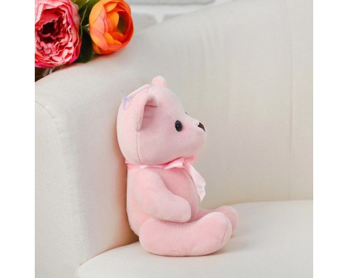 Мягкая игрушка "Мишка с бантиком" с присоской, цвет розовый
