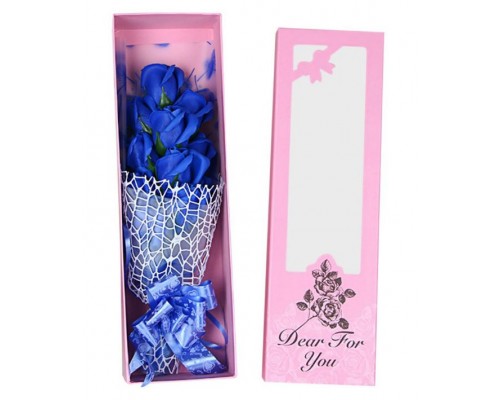 Подарочное мыло в виде букета роз (синий)
