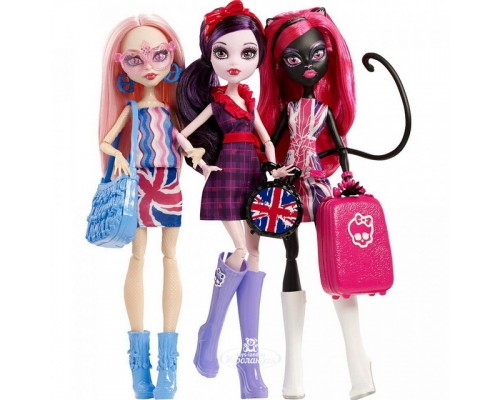 Набор кукол Mattel Monster High Ghoulebrities in Londoom: Elissabat, Catty Noir & Viperine Gorgon