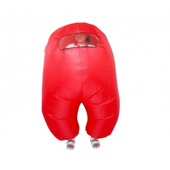 Воздушный надувной костюм для детей Among Us Красный, детский пневмокостюм 110-150 см. Карнавальный наряд на хэллоуин, костюмизированную вечеринку