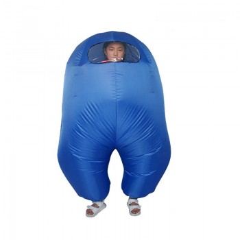 Воздушный надувной костюм для детей Among Us Синий, детский пневмокостюм 110-150 см. Карнавальный наряд на хэллоуин, костюмизированную вечеринку