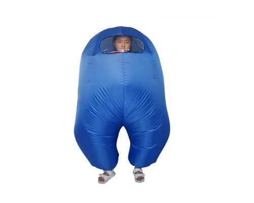 Воздушный надувной костюм для детей Among Us Синий, детский пневмокостюм 110-150 см. Карнавальный наряд на хэллоуин, костюмизированную вечеринку