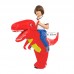 Воздушный надувной костюм для детей красный динозавр, детский пневмокостюм. Размер S. На рост 120-140 см. Карнавальный наряд на хэллоуин, костюмизированную вечеринку	