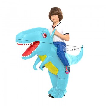 Воздушный надувной костюм для детей голубой динозавр, детский пневмокостюм. Размер XS, на рост 90-120 см. Карнавальный наряд на хэллоуин, костюмизированную вечеринку