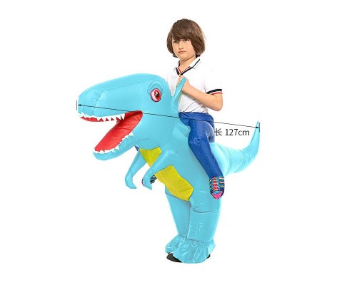 Воздушный надувной костюм для детей голубой динозавр, детский пневмокостюм. Размер XS, на рост 90-120 см. Карнавальный наряд на хэллоуин, костюмизированную вечеринку
