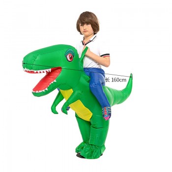 Воздушный надувной костюм для детей зеленый динозавр, детский пневмокостюм. Размер S. На рост 120-140 см. Карнавальный наряд на хэллоуин, костюмизированную вечеринку