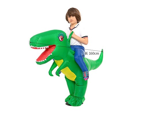 Воздушный надувной костюм для детей зеленый динозавр, детский пневмокостюм. Размер S. На рост 120-140 см. Карнавальный наряд на хэллоуин, костюмизированную вечеринку