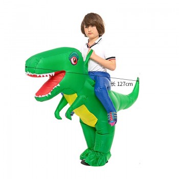Воздушный надувной костюм для детей зеленый динозавр, детский пневмокостюм. Размер XS, на рост 90-120 см. Карнавальный наряд на хэллоуин, костюмизированную вечеринку
