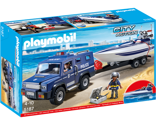 Конструктор Playmobil Полицейский джип с катером, арт.5187, 90 дет.