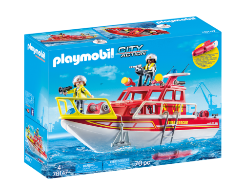 Конструктор Playmobil Пожарный катер с подводным мотором, арт.70147, 70 дет.