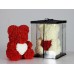 Мишка из роз с сердцем 25 см в подарочной коробке