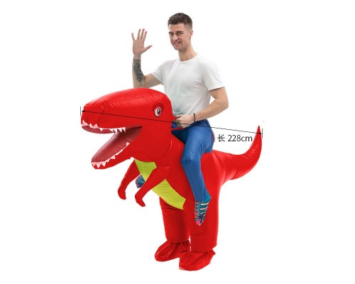 Воздушный надувной костюм для взрослых красный динозавр, взрослый пневмокостюм. Размер L. На рост 150-190 см. Карнавальный наряд на хэллоуин, костюмизированную вечеринку